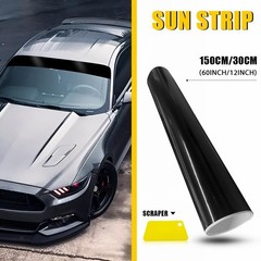 12*60inch Glossy Black Windshield Sun Vinyl Visor Banner Sticker Cover Blank US