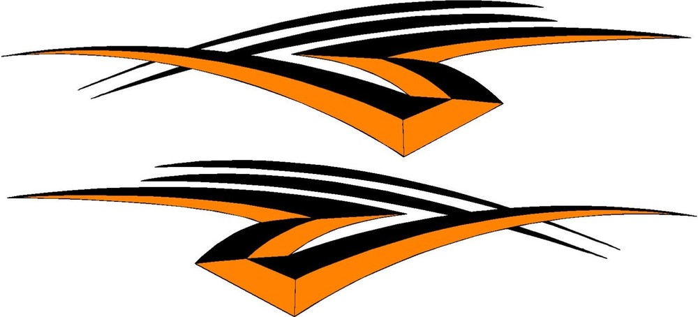 vinyl graphics stripe/ swoosh 2 decal sticker set 5″x22″ orange & black