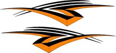 vinyl graphics stripe/ swoosh 2 decal sticker set 5″x22″ orange & black