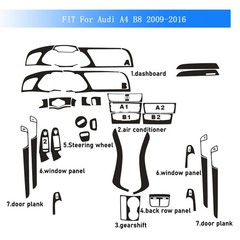For Audi A4 B8 2009-2016 3D Carbon Fiber Pattern Interior DIY Trim Decals