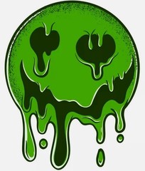 Green Melting Face Sticker (2 Inch) Waterproof Adhesive Peel & Stick Car Bumper