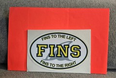 Cadillac Style FINS Decal On Cardboard 6″ by 4″ Cool Item!