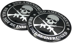 2x Metal 2nd Amendment Decal Sticker Emblem Badge Auto Car Truck Dome 2.20″