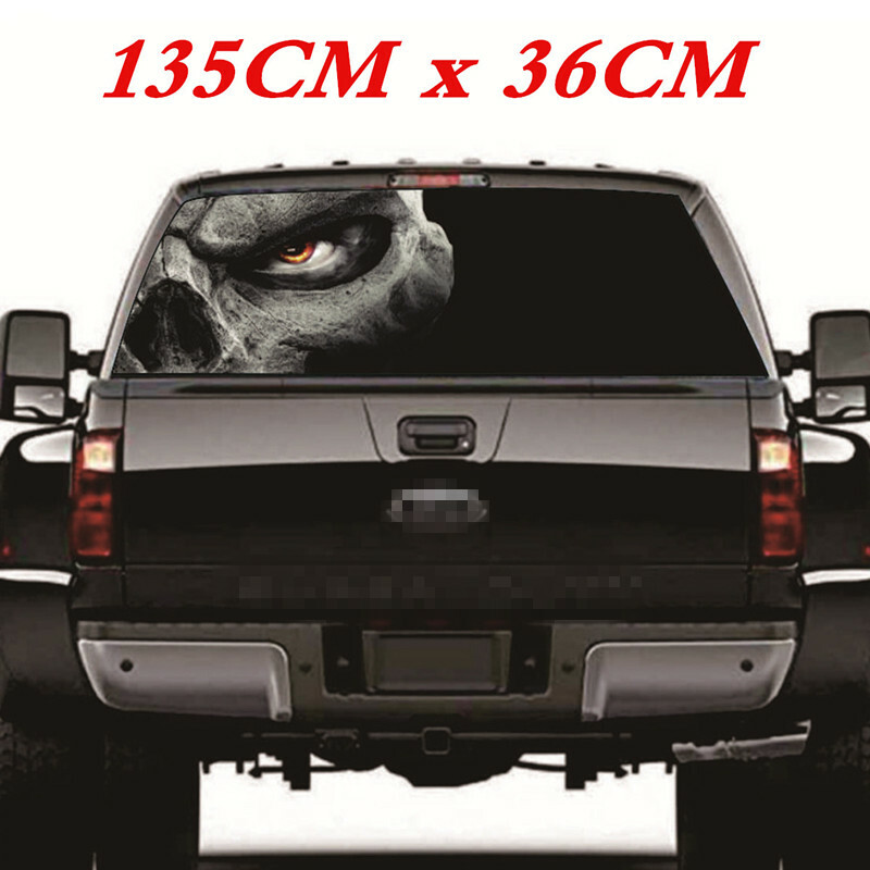 Perforated Skull Rear Window Tint Graphic Decal Sticker Wrap Fits For Car Truck