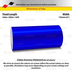 CHROME BLUE 6″ 152mm Roll PIN STRIPE Car Striping Line TAPE Decal Vinyl Sticker