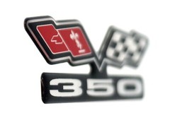 Chevy 350 (FLAGS) EMBLEM Super Sized BLACK