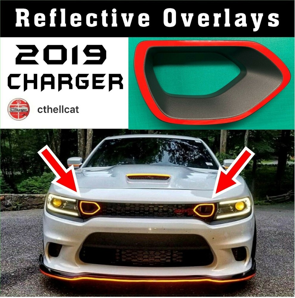 Custom REFLECTIVE UPPER GRILLE BEZEL OVERLAYS FITS Dodge Charger 2015 – 2023