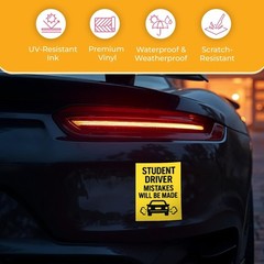 StickerJet Student Driver Mistakes Will Be Made 3×4 Inchs Stickers – Set of 2