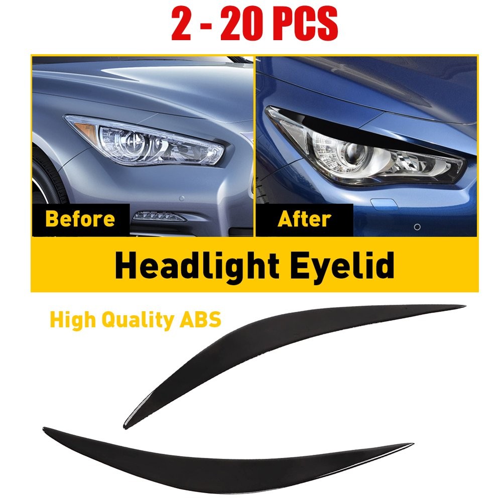 Headlight Eyebrows Gloss Eyelid Covers Fit Q50 Black hot Infiniti 2014-23 2-20x