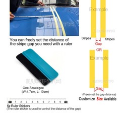 2x 6cm x 198cm DIY Yellow Racing Stripes Car Hood Vinyl Tape Sticker Body Decals