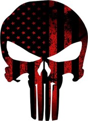 PUNISHER DISTRESSED AMERICAN FLAG RED LlNES SKULL VINYL STICKER DECAL GLOSS