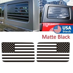 2x Matte Black Rear Window USA Flag Decal For Jeep Wrangler JK JKU 4Dr 2007-2017