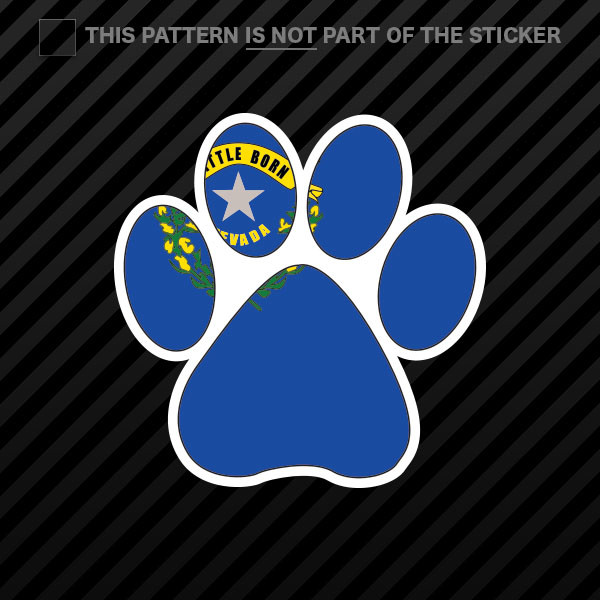Nevada State Shaped Paw Print Sticker Self Adhesive Vinyl Dog Cat Pet Puppy