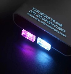 Blue Mini USB Car Atmosphere Lights LED Cigarette Lighter Decorative Lights