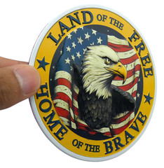 ALUMINUM Land Of The Free Decal Sticker – Patriotic, Army, Veteran 3.5″