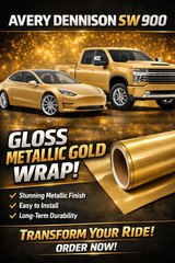 Avery Dennison SW900 Gloss Metallic Gold Wrap | 60″ Wide | Premium Vehicle Wrap