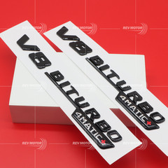 Gloss Black Red For V8 BITURBO 4MATIC+ Fender Emblems Badges For AMG