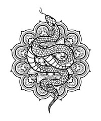Snake Mandala Phone Sticker (2 Inch) Beautiful Tribe Floral Cool Design Reptile