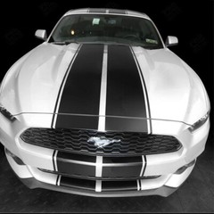 4-Line 19FT Black Racing Stripe Sticker For Ford Mustang Hood Roof Trunk Decal