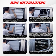 Blue Rear Side Window American Flag Decal For Jeep Wrangler JL JLU 2018+ 4-Door