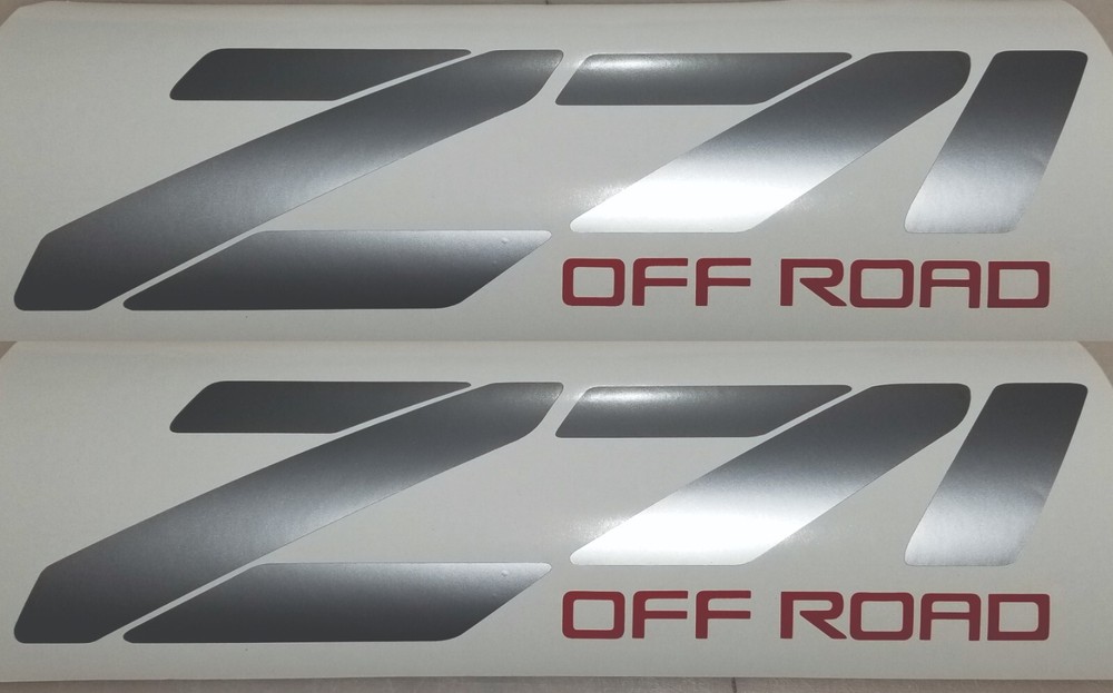 Z71 4×4 Off Road Sticker Vinyl Decal Fits Chevy Truck Silverado 1500 SILVER/RED