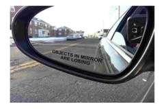 BERRYZILLA Objects in Mirror are Losing Decal Black Etched Funny Sticker Pair
