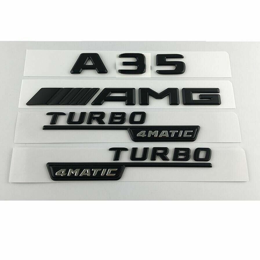 Matt Black Letters A35 AMG TURBO 4MATIC Emblems for Mercedes Benz W176 W177