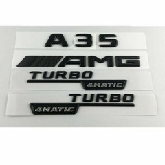 Matt Black Letters A35 AMG TURBO 4MATIC Emblems for Mercedes Benz W176 W177