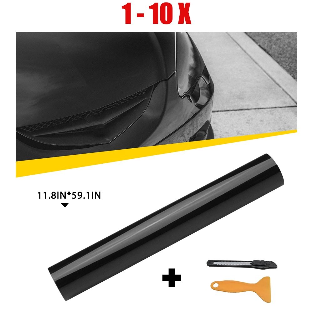 Black Wrap Gloss Vinyl Car Sticker 1-10X Fit Honda Bubble Film Decal Free Accord