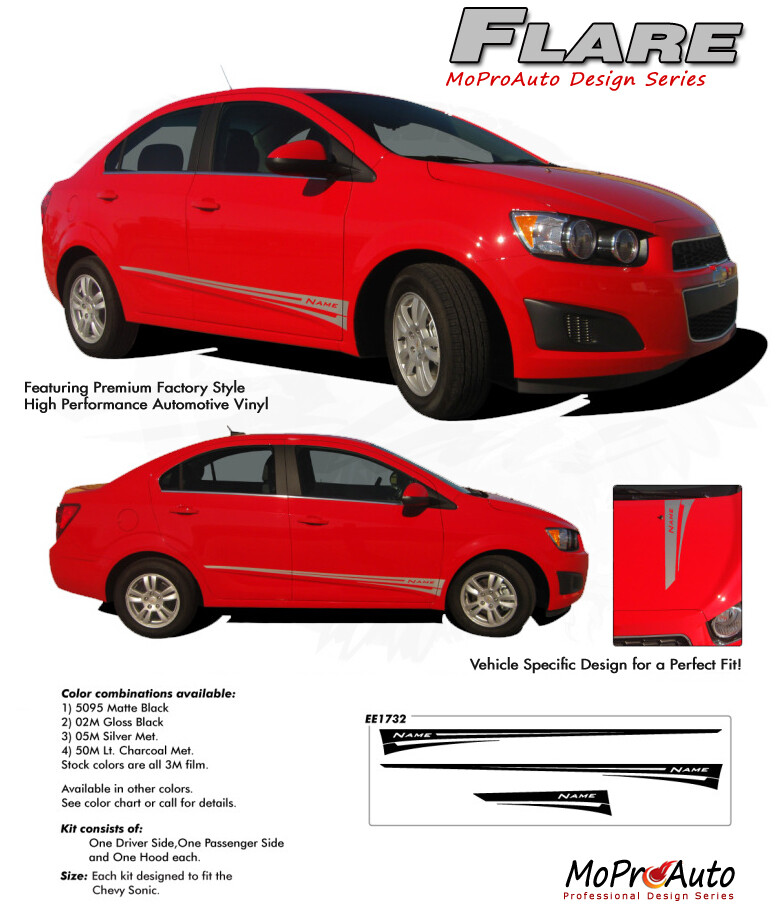 Flare Lower Rocker Panel Hood Graphics Decals Stripes fits 2012-2016 Chevy Sonic