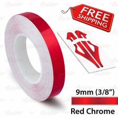 RED CHROME 9mm 3/8″ Roll PIN STRIPE Car Striping Line TAPE Decal Vinyl Sticker