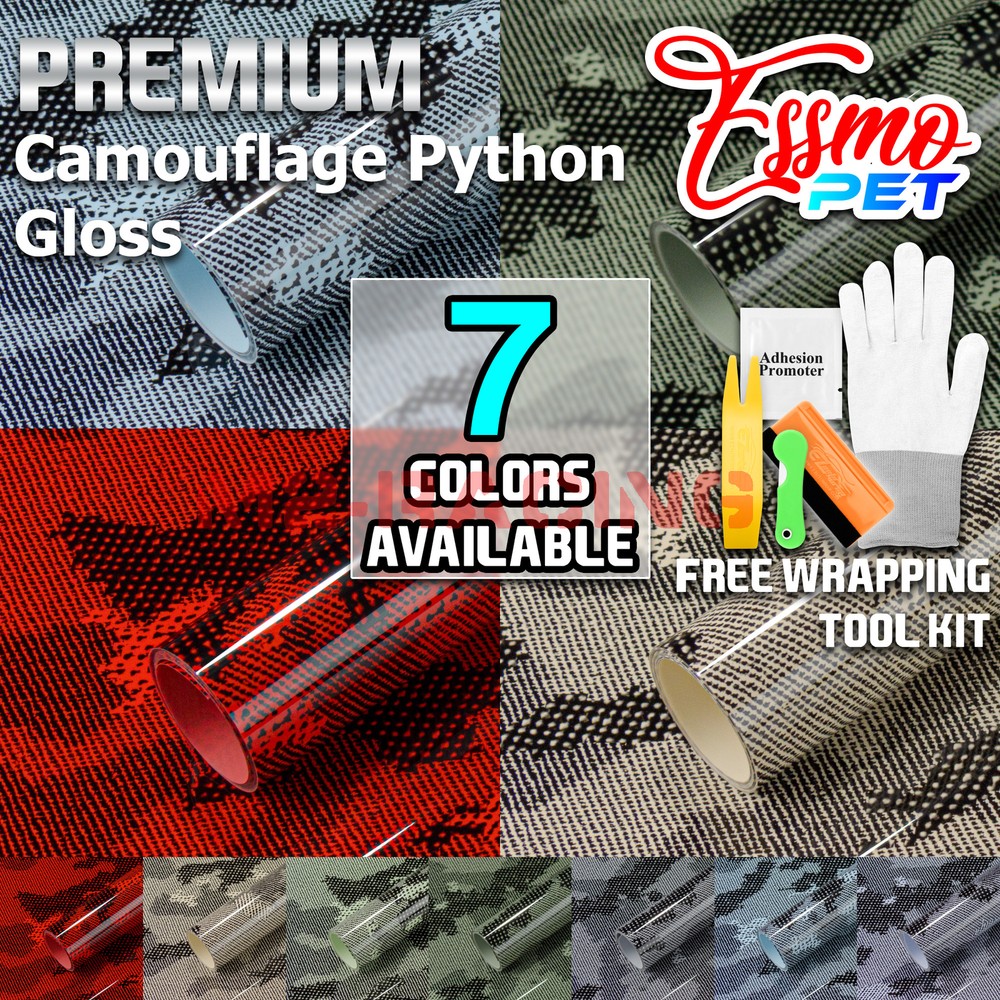 PET Camouflage Python Gloss Car Auto Vehicle Vinyl Wrap Decal Sticker Sheet Film