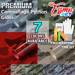 PET Camouflage Python Gloss Car Auto Vehicle Vinyl Wrap Decal Sticker Sheet Film