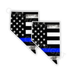 Thin Blue Line Decal State Nevada window vinyl sticker Various Size Distress