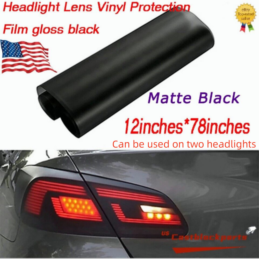Matte Gloss Black Lens Vinyl Protection Film Wrap Fit Headlight Taillamp12″x78″
