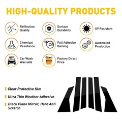 6/1Pillar Post for 2018-2022 Honda Accord Window Door Trim Cover Glossy Black E