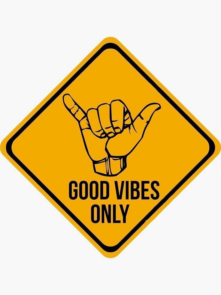 Good Vibes Sticker 3” Crossing Sign Funny Cute Positive