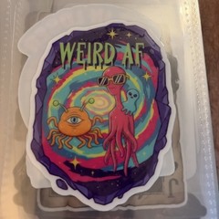 Weird AF alien Decal For All Weather, For Vehicles, Toolboxes, Water Bottle