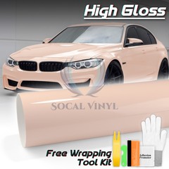 High Gloss Pale Pink Glossy Car Vinyl Wrap Sticker Decal Sheet Film Air Release