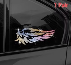 GLITTER BLING SPARKLE SHINY ANGEL WINGS 6” VINYL STICKER DECAL PAIR 2PCS