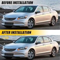 1-10Set Glossy Black Chrome Delete Window Trim Overlay for Honda Accord 2008-12