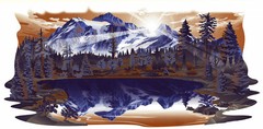 1 RV TRAILER North Trail MOUNTAIN SCENE DECAL GRAPHIC-725