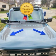 2021 22 23 2024 FOR FORD BRONCO Hood Vinyl Graphic MATTE BLACK SIDE PEICES ONLY