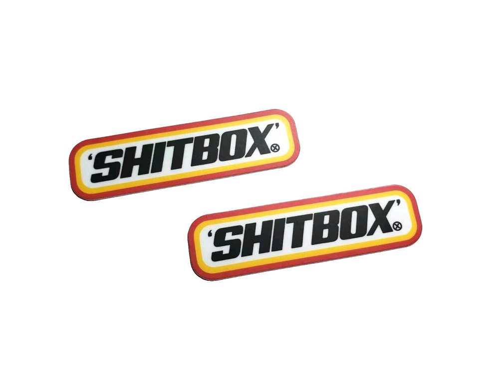 x2 Shitbox Stickers – 3 inch Funny JDM Hot Rod Rally Drift Matchbox Drag Racing