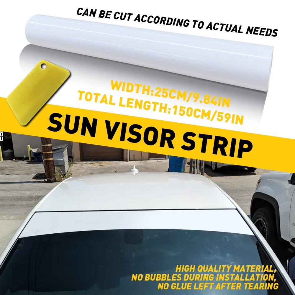 Vinyl Windshield Visor Sun Strip window banner sheet racing car truck White USA