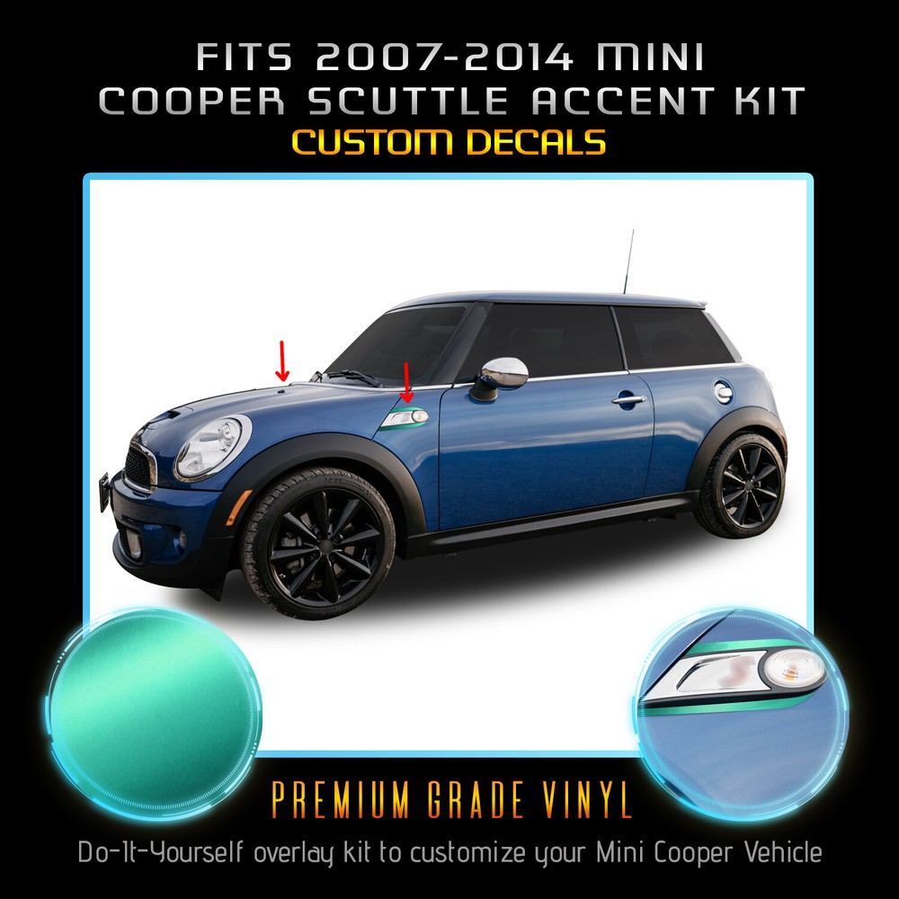 For 2007-2014 Mini Cooper Scuttle Trim Stripes Vinyl Decals – Satin Matte Chrome