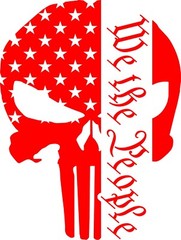 Punisher Skull We the People Patriotic Vinyl Decal Multiple Colors and Sizes