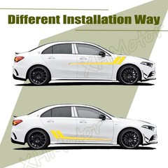 2pcs Flame Graphics Racing Stripe Car Body Side Molding Trim Decor Decal Sticker