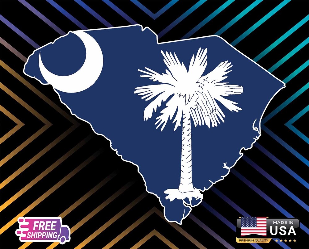 SOUTH CAROLINA STATE MAP FLAG USA, STICKER, DECAL, 6 YR VINYL TRUCK CAR