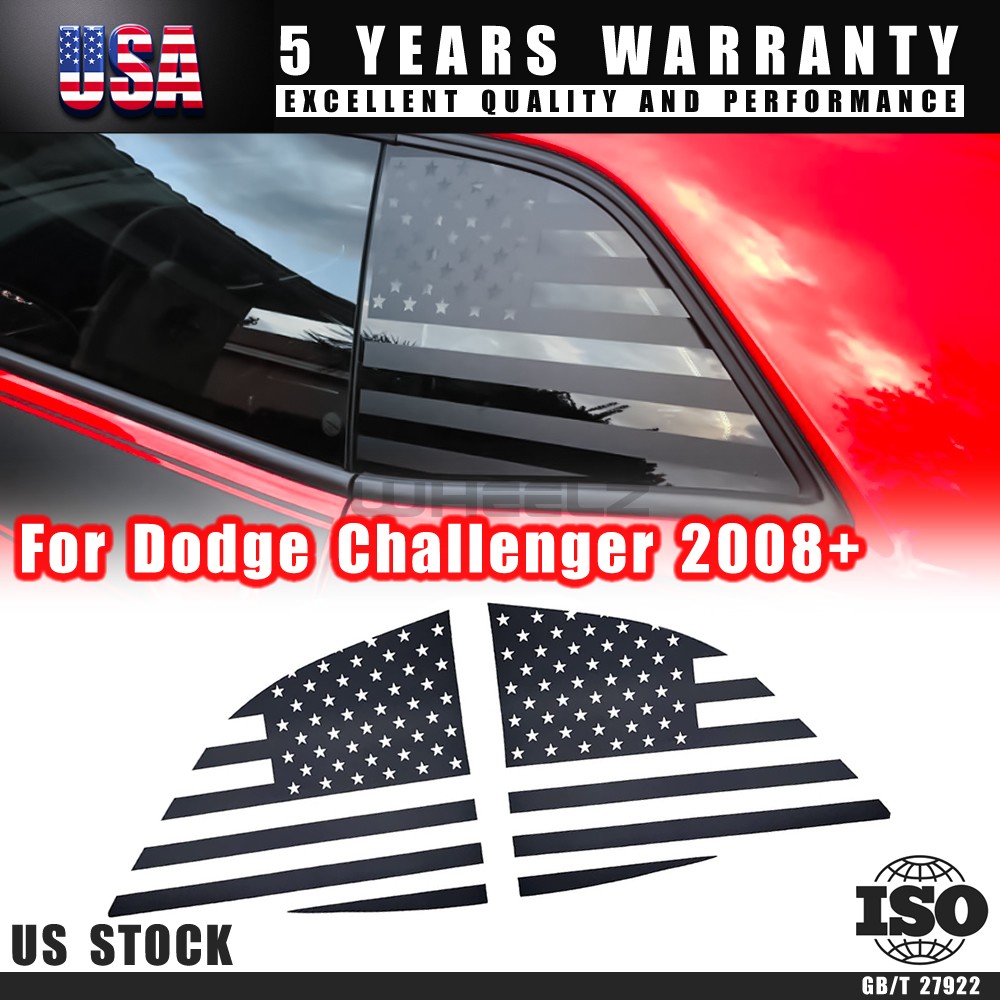 Quarter Window Black USA Flag Decal Sticker Trim Fit Dodge Challenger 2008-2022